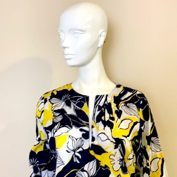 Ralph Lauren Chaps Black Print Cotton Tunic Top Size Large NWOT - Picture 5 of 6